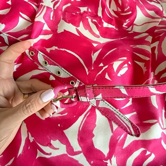 Kate Spade New York Minnie Rose Silk Dres 8 Belted Sleeveless Floral Pink White - Picture 13 of 15